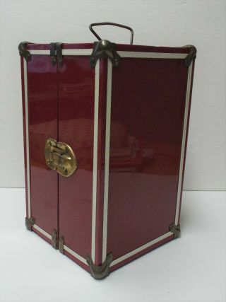 Vintage Vogue Ginny Doll Red Metal Wardrobe Case Travel Carrying Trunk