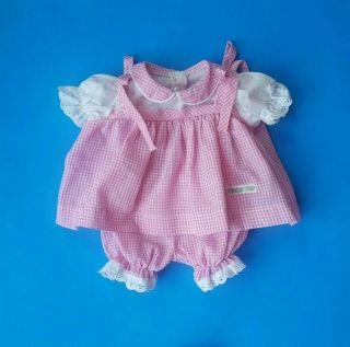 Vintage Cabbage Patch Doll Pink Check Shoulder Tie Dress & Panties Clothes Cpk