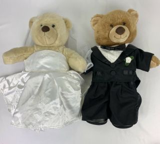 Build A Bear Bride And Groom Wedding Day White & Silver Dress Veil Shoes Bab