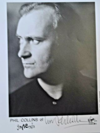 Phil Collins Autographed 8x10 Black & White Photo W/ Front Of Envelope