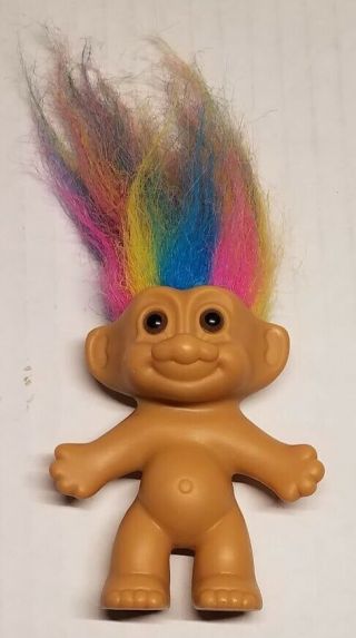 Vintage Good Luck Bingo Troll Rainbow Hair Russ Troll Doll Tie Dye Trolls Figure