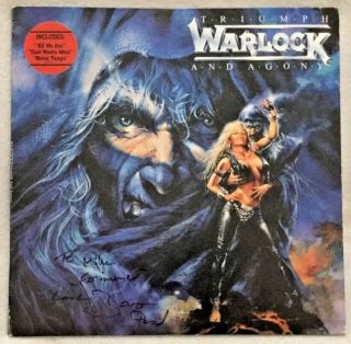 Autographed/signed Warlock " Triumph And Agony " Vinyl Doro Pesch