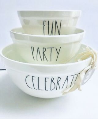 Rae Dunn Melamine Mixing Bowls Set Of 3 - Celebrate Party Fun By Magenta