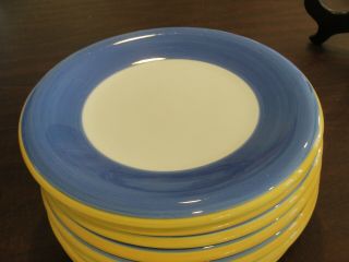 Dansk Bands Blue Yellow 8 Salad Plates 9 1/4