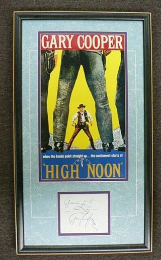 Framed Color Poster High Noon With Gary Cooper & Autograph Card