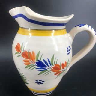 Hb Henriot Quimper 118 France Hand Painted Small Creamer Syrup Pitcher 5 3/4”