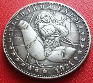 Hobo Nickel Coin 1921 - D Morgan Us Dollar Sexy Love Play Hot Girl Exonumia Token