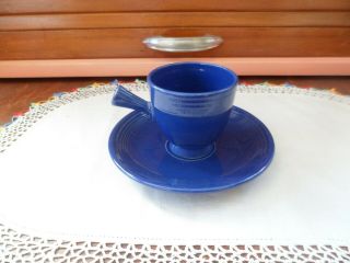Vintage Fiesta Cobalt Blue Demitasse Cup And Saucer After Dinner Set