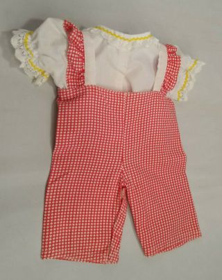 Authentic Vtg Cabbage Patch Kids Clothes Doll CPK Outfit Overalls Red Check EUC 2