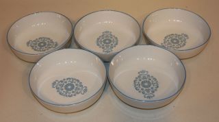 5 Franciscan Family China Interpace Usa Medallion Blue 6 Inch Soup Cereal Bowls