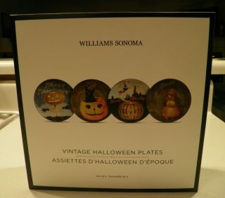Williams Sonoma Vtg Halloween Salad Dessert Plate Set Of 4 Different Designs