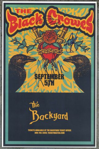 The Black Crowes Autographed Gig Poster Rich And Chris Robinson,  Steve Gorman