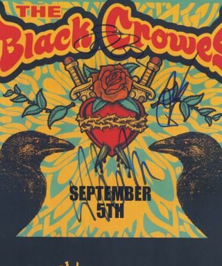 The Black Crowes autographed gig poster Rich and Chris Robinson,  Steve Gorman 3