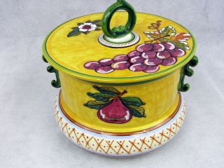 Deruta Gialletti Pimpinelli Pottery Fruits Pears Plums Ceramic Cookie Jar Italy