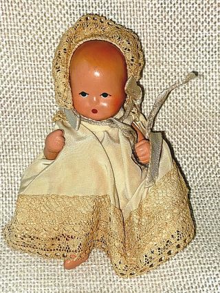 Nancy Ann Storybook Bisque Baby Doll W/ Gown & Bonnet