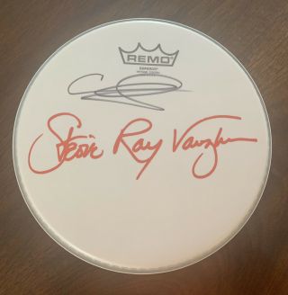 Chis Slayton Of Stevie Ray Vaughn Double Trouble Signed 10 " Drumhead Autographed