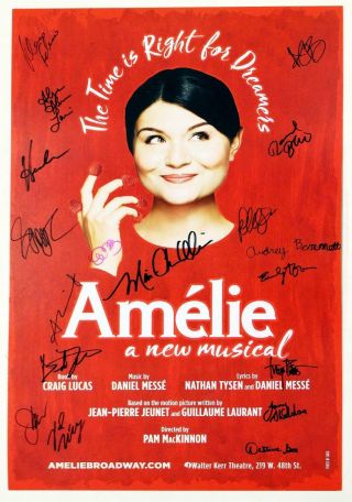 Amelie Broadway Full Cast Tony Sheldon,  Phillipa Soo Signed Poster