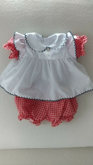 Vintage.  Red And White With Blue Trim Cabbage Patch Kids Dress And Short Set