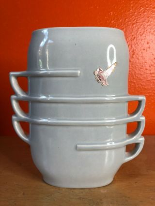 Vintage Red Wing Pottery Ceramic Stacked Teacup Vase Charles Murphy 1359 Mcm Art