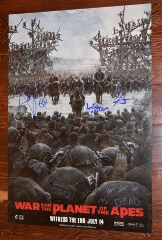 War For The Planet Of The Apes 13x19 Poster Signed By Andy Serkis Zahn Amiah
