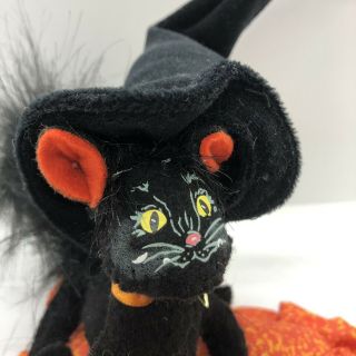 Annalee Halloween Black Cat on Pillow Moonlight Witch Hat Spooky 2009 Retired 2