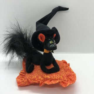 Annalee Halloween Black Cat on Pillow Moonlight Witch Hat Spooky 2009 Retired 3