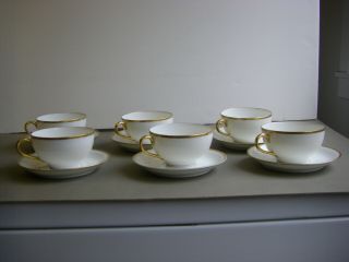 Antique / Vintage Haviland Limoges Coffee Cups White With Gold Rim Set Of 6