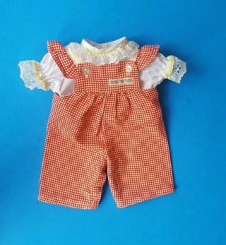 Vintage Cabbage Patch Doll Red/white Check Overalls & White Blouse Cpk Clothes