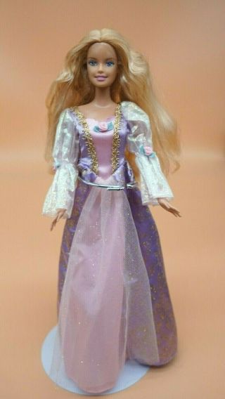 Barbie Doll Rapunzel Princess 1999 Blonde Hair Pink Purple Sparkle Long Dress