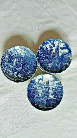 9 Staffordshire England Liberty Blue Coasters Plates or Butter Pats 2