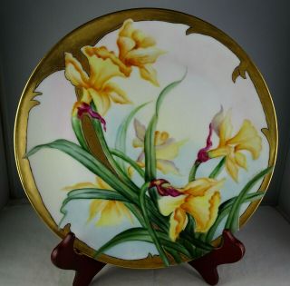 Vienna Austria Floral & Gold Hand Painted Antique Porcelain Cabinet Plate