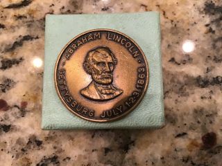 Abraham Lincoln Gettysburg Pa.  July 1 - 2 - 3 1863 Robert E.  Lee George Meade Bronze