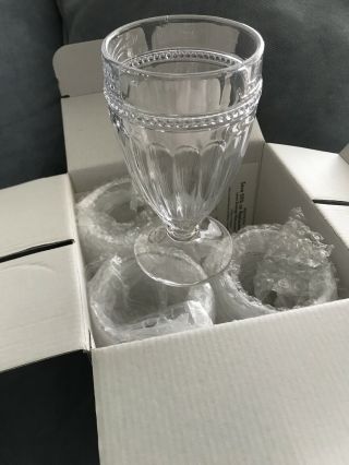 Lenox French Perle Set Of 4 Iced Beverage Glasses Crystal Tea Water Nib