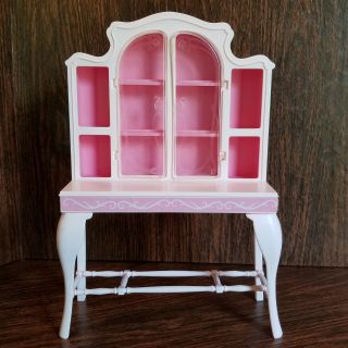 Barbie Sweet Roses Furniture Dining Room Hutch China Cabinet Buffet 1984 Pink