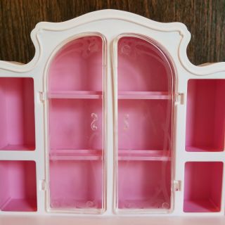 Barbie Sweet Roses Furniture Dining Room Hutch China Cabinet Buffet 1984 Pink 2