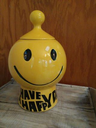 Vintage Mod Mccoy Mc Coy Smiley Face Cookie Jar