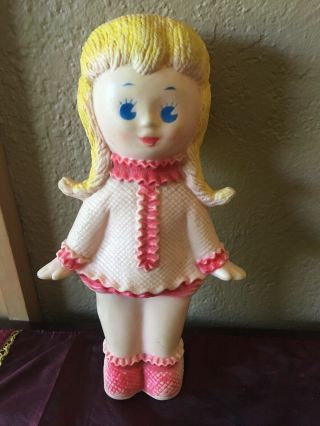 Vintage Sun Rubber Co Girl Doll 8 - 1/2 " Blonde Braided Hair