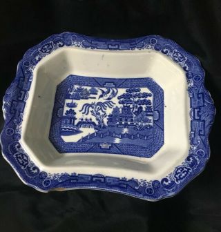 Antique Blue And White Willow Tranferware Serving Dish Plate By Allerton