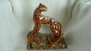 Vintage Royal Haeger Ceramic Pottery Panther Cheetah Leopard Mid - Century Artdeco