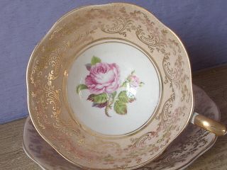 Vintage England Pink Rose Gold Bone China Tea Cup Teacup And Saucer