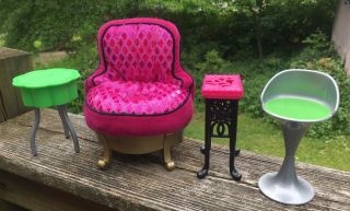 Barbie Doll Chairs Fashion Fever Pink Rockin Guitar Chair / Furniture Bar Stool 2