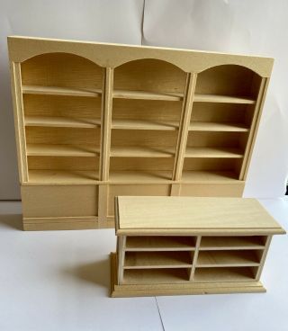 1:12 Scale Dollhouse Miniature Triple Wood Shelf And Wood Counter Display