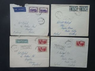 4 Stamp Covers From Lebanon With Various Hand & Censorship Stamps Dated 1938