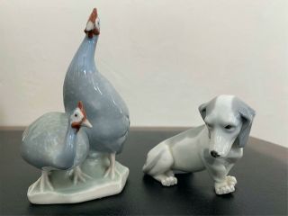 Metzler & Ortloff Early German Porcelain Figurines Turkeys Dog