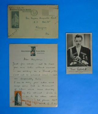 1935 Ivan Lebedeff Autographed Signed Letter To A Fan Hollywood Plaza Hotel