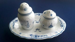 Vintage Royal Delft De Porceleyne Fles Salt & Pepper Wi Tray China Blue & White