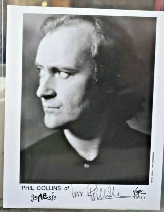 Phil Collins Autographed 8x10 Black & White Photo