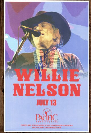 Willie Nelson Autographed Gig Poster On The Road Again,  Crazy
