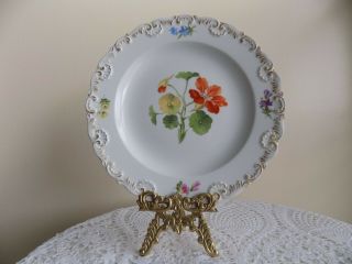 Antique Meissen Hand Painted Plate With Flowers