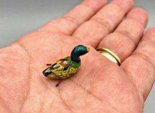Artisan Hand Painted Tiny Duck Decoy Dollhouse Miniatures 1:12 Vintage 1 " Long